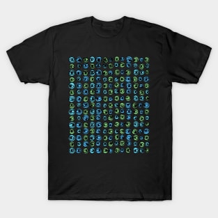 Green Blue Eyes Modern Decorative Abstract Mosaic Dots Pattern Night T-Shirt